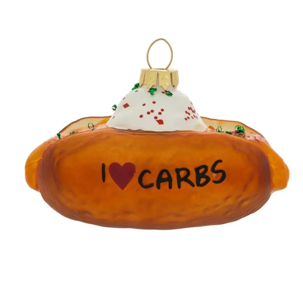 Robert Stanley I Love Carbs Baked Potato Glass Christmas Ornament Foodie Gift